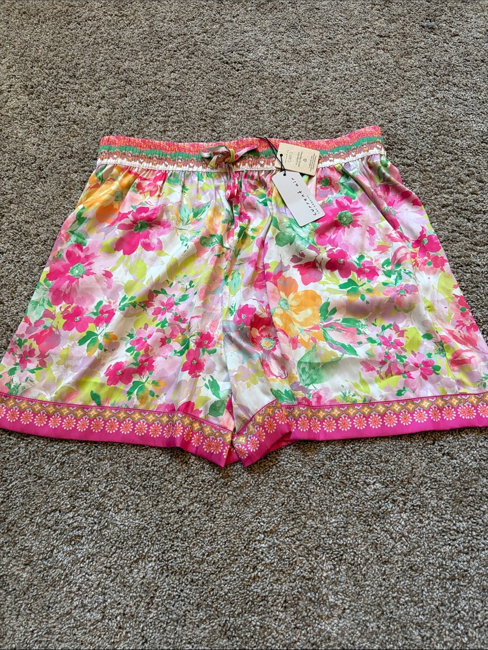 Current Air Pink Floral High-Waist Shorts